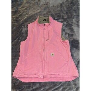 Carhartt Women’s Pink Full Zip Sherpa Lined Vest w/ Pockets Size Large